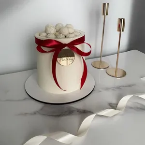 Acrylic Happy Birthday cake decoration round plate, INS style party decor detail view.