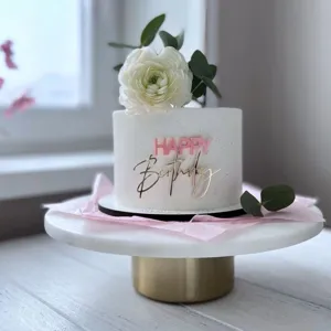 Acrylic Happy Birthday cake topper, chic ins style party decoration with gold text.