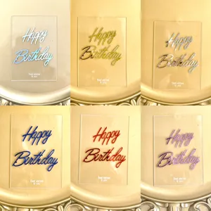 Acrylic Happy Birthday cake topper transparent party celebration cake decoration colorful 1pc