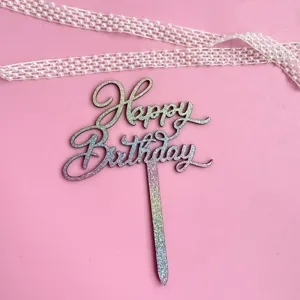 Paillettes Joyeux Anniversaire topper de gateau decoration de fete insert scintillant cake