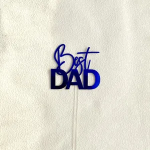 Topper per torta Best DAD in acrilico blu per decorazioni dolci festa del papà accessori.