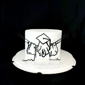 Black acrylic graduation cake topper silhouette female PhD grad cap cake decoration party decor