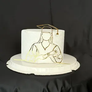 Gold acrylic female graduate cake topper graduation party decoration dessert insert card