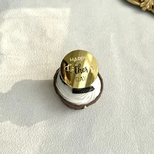 Decorazione per torta rotonda in acrilico oro festa del papà vista dettagliata prodotto