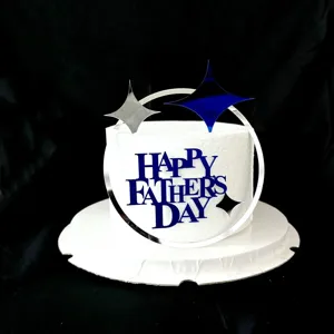 Topper per torta in acrilico per la festa del papà con anello e stelle, decorazione torta festa.