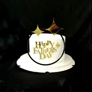 Festa del Papà cake topper acrilico oro nero cerchio stella festa dolce decoro top