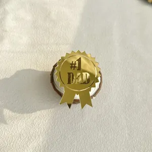 Topper per cupcake in acrilico oro Festa del Papà #1 Papà badge decorazione torta