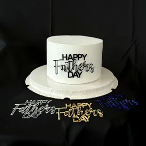 Decorazione torta acrilico Festa del Papà happy fathers day nero oro argento blu festa