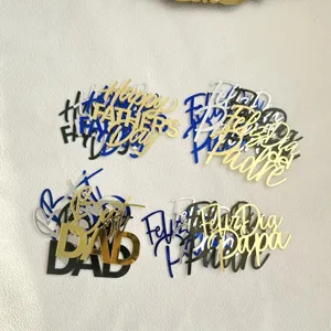 Decorazione per Torta della Festa del Papà in Acrilico Specchio Oro Argento Happy Father's Day Best DAD Feliz Dia Del Padre Decorazioni Laterali per Torte Ornamenti per Cottura al Forno