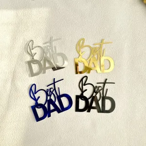 Topper per torta acrilico Festa del Papà Best DAD specchio oro argento blu nero decorazione