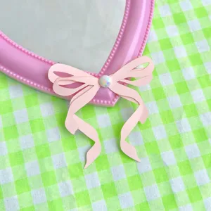 Decoración de pastel de papel rosa doble lazo, bonito accesorio de postre para fiesta de cumpleaños.