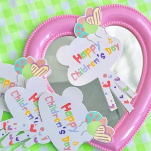 Adornos para pastel de día del niño nube globo corazón topper de papel para fiesta