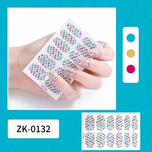 Colorful star nail stickers with glitter effect, full cover adhesive manicure decals for women.