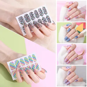 Fashion nail sticker set featuring trendy leopard, plaid, stripe and polka dot patterns for women.