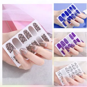 Gradient crackle nail stickers full wrap DIY manicure strips for women trendy nail art.