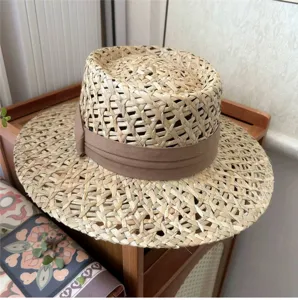 Cappello di paglia cavo francese estate tesa larga protezione solare spiaggia vacanza