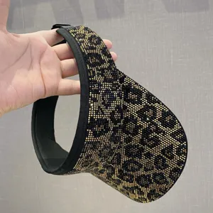 Mujer Sombrero Visera de Strass Verano Protección Solar Gorra Parte Superior Vacía Ajustable Brillo Sombrero de Playa