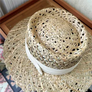Cappello di paglia cavo francese donna estate tesa larga protezione solare cappello mare