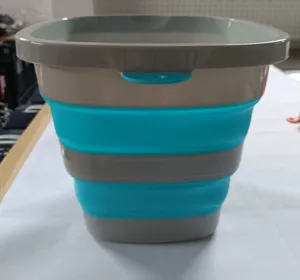 Collapsible folding water bucket detail view for outdoor camping car wash and fishing.