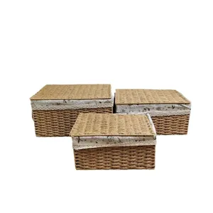 Panier de rangement tressé avec couvercle pour la décoration et l'organisation de maison