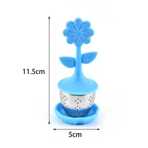 Bel infuseur à thé en silicone en forme de fleur avec filtre en acier inox 304