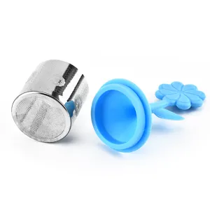 Infuseur à thé en silicone fleur avec filtre à mailles en acier inoxydable pour les feuilles.