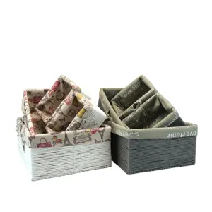 Ensemble de paniers de rangement tasses avec doublure en tissu boites d organisation