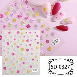 Adesivi per unghie margherita in rilievo 5D decalcomanie per nail art floreali colorate