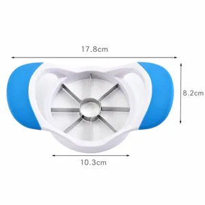 Stainless steel apple slicer fruit corer cutter tool with blue handle for kitchen use