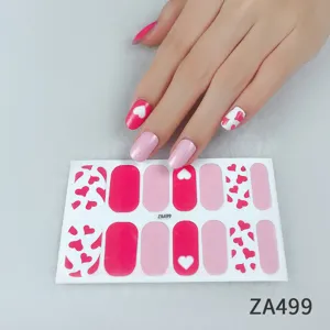 Pink heart nail wrap stickers set cute manicure decal for women everyday wear style