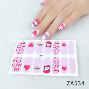Pink heart bear nail stickers cute love nail art decals for women and girls daily decor