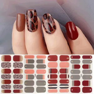 Leopard print nail wraps stylish full cover nail art stickers for women and daily wear