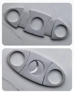 Stainless steel double blade cigar cutter portable manual metal cigar accessory cutting tool