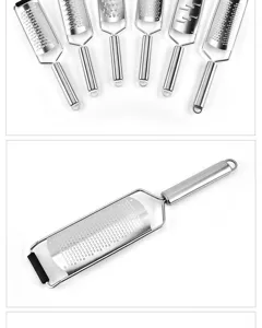 Stainless steel multi-functional cheese grater, ginger grater, and kitchen zester tool.