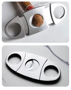 High quality stainless steel double blade cigar cutter portable manual tobacco cutting tool