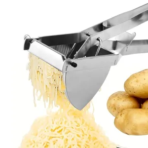 Stainless steel potato ricer manual press kitchen tool for mashing vegetables and making noodles.