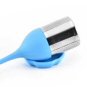 Roestvrijstalen siliconen thee-infuser creatief theefilter met lekbak voor losse thee.