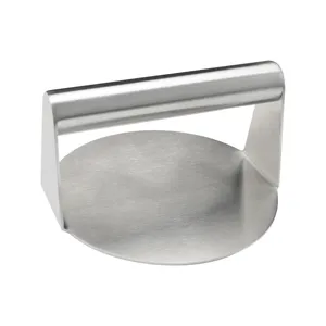 Stainless steel burger press patty maker kitchen tool round metal smasher for meat cooking.