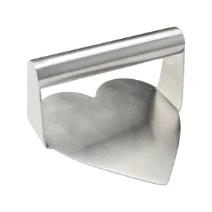 Stainless steel heart shaped burger press dough press kitchen tool for meat pie making.