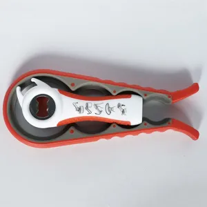 Multifunctional jar opener 5 in 1 bottle opener kitchen tool red white plastic