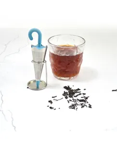 Creative umbrella tea strainer stainless steel mesh infuser with stand for loose tea