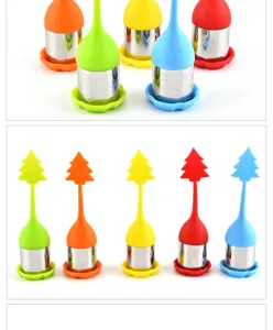 Silicone Christmas tree tea infuser and 304 stainless steel loose leaf tea strainer