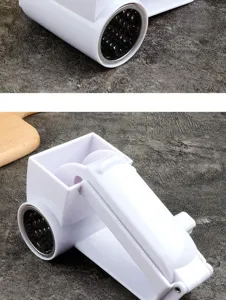 Plastic rotary cheese grater manual kitchen tool for chocolate and cheese shredding detail view