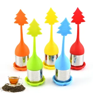 Christmas Silicone Stainless Steel Tea Infuser Cute Tree Santa Snowman Loose Leaf Tea Strainer Home Kitchen