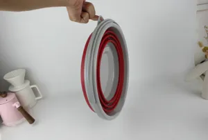 Portable collapsible silicone bucket detail view, ideal for outdoor camping and daily storage.