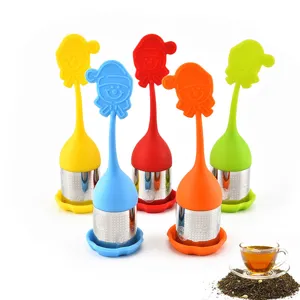 Colorful silicone Christmas tree tea infuser with 304 stainless steel mesh filter for home