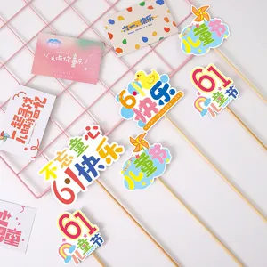 Set de decoración de tartas infantiles, bonitas tarjetas de papel coloridas para fiestas.