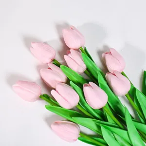 Artificial pink tulips flowers bouquet realistic floral arrangement for home decor wedding party