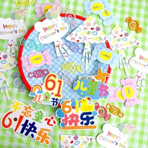 Decoración de tarta día del niño papel bonito caramelo globo fiesta postre