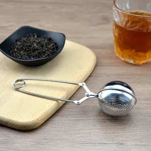 Stainless Steel Tea Infuser Mesh Ball Tea Filter Strainer With Long Handle Press Design For Loose Leaf Tea Kitchen Teaware Accessories